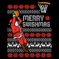 Merry Swishmas Basketball Ugly Christmas Xmas Cooling Performance Long Sleeve Crew