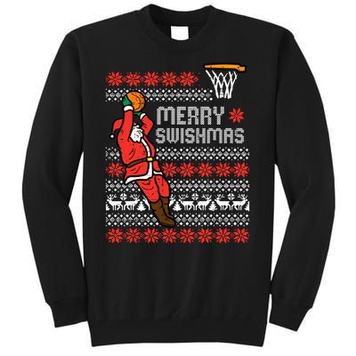 Merry Swishmas Basketball Ugly Christmas Xmas Tall Sweatshirt