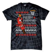 Merry Swishmas Basketball Ugly Christmas Xmas Tie-Dye T-Shirt