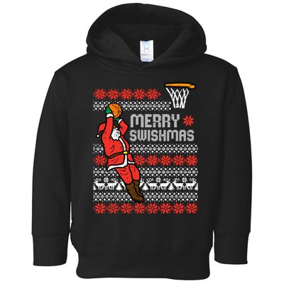 Merry Swishmas Basketball Ugly Christmas Xmas Toddler Hoodie
