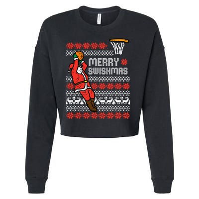 Merry Swishmas Basketball Ugly Christmas Xmas Cropped Pullover Crew
