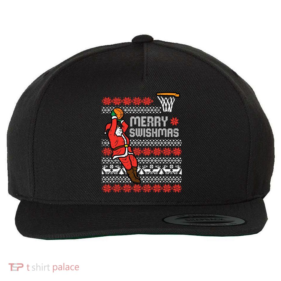 Merry Swishmas Basketball Ugly Christmas Xmas Wool Snapback Cap