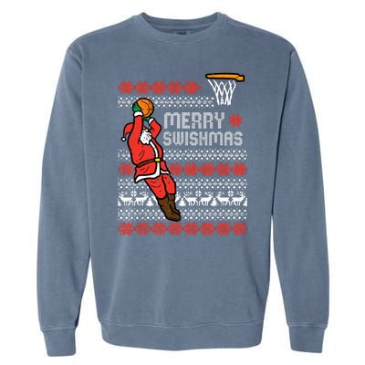 Merry Swishmas Basketball Ugly Christmas Xmas Garment-Dyed Sweatshirt