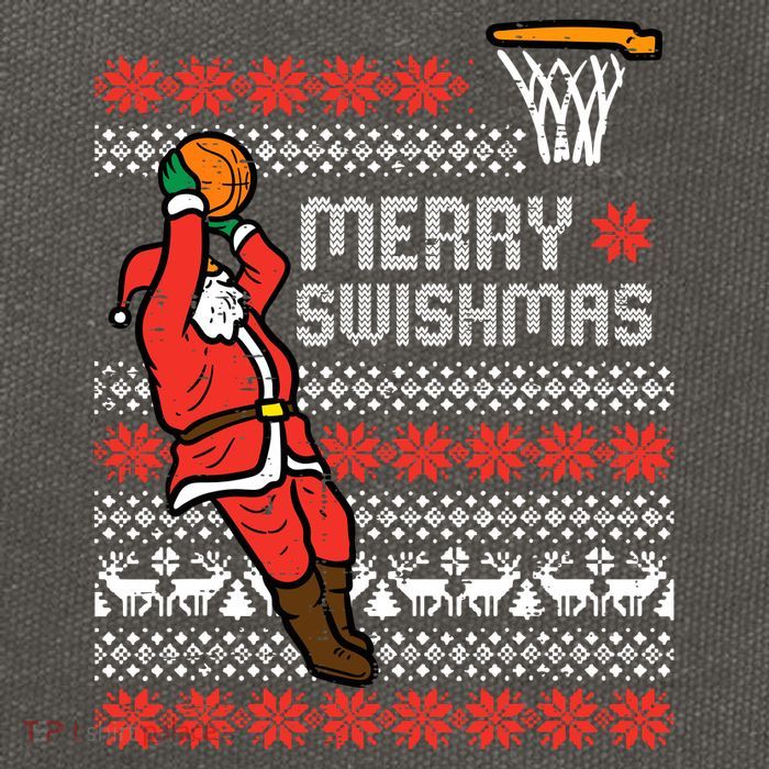 Merry Swishmas Basketball Ugly Christmas Xmas Cotton Canvas Backpack