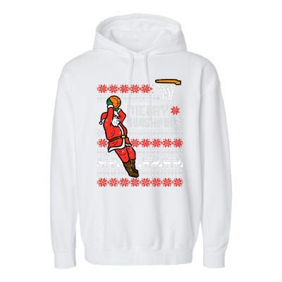 Merry Swishmas Basketball Ugly Christmas Xmas Garment-Dyed Fleece Hoodie