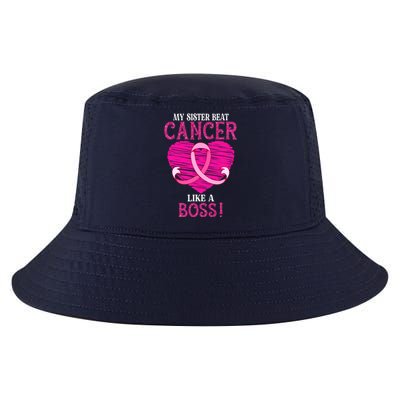 My Sister Beat Breast Cancer Pink Ribbon Survivor Awareness Cool Comfort Performance Bucket Hat