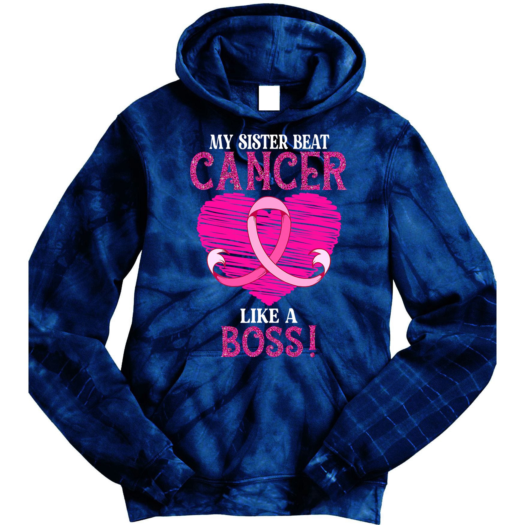 My Sister Beat Breast Cancer Pink Ribbon Survivor Awareness Tie Dye Hoodie