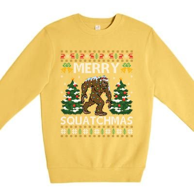 Merry Squatchmas Bigfoot Gift Ugly Santa Bigfoot Christmas Gift Premium Crewneck Sweatshirt