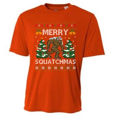 Merry Squatchmas Bigfoot Gift Ugly Santa Bigfoot Christmas Gift Cooling Performance Crew T-Shirt