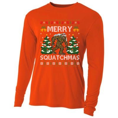 Merry Squatchmas Bigfoot Gift Ugly Santa Bigfoot Christmas Gift Cooling Performance Long Sleeve Crew