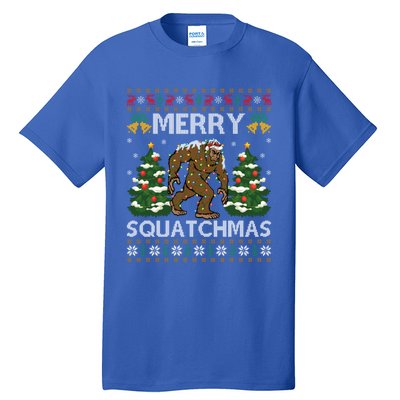 Merry Squatchmas Bigfoot Gift Ugly Santa Bigfoot Christmas Gift Tall T-Shirt