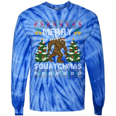 Merry Squatchmas Bigfoot Gift Ugly Santa Bigfoot Christmas Gift Tie-Dye Long Sleeve Shirt