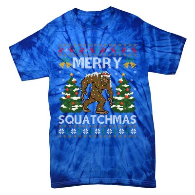 Merry Squatchmas Bigfoot Gift Ugly Santa Bigfoot Christmas Gift Tie-Dye T-Shirt