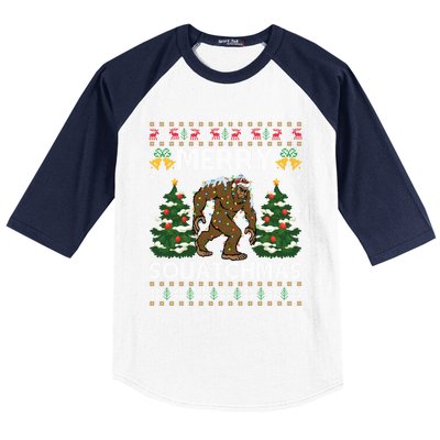 Merry Squatchmas Bigfoot Gift Ugly Santa Bigfoot Christmas Gift Baseball Sleeve Shirt