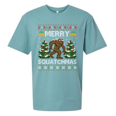 Merry Squatchmas Bigfoot Gift Ugly Santa Bigfoot Christmas Gift Sueded Cloud Jersey T-Shirt