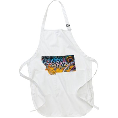 Montana Shape Brown Trout Fish D.E.R.E.K D.E.Y.O.U.N.G Art Full-Length Apron With Pockets