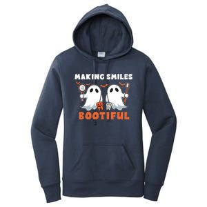 Making Smiles Bootiful Halloween Funny Ghost Dentist Dental Funny Gift Women's Pullover Hoodie