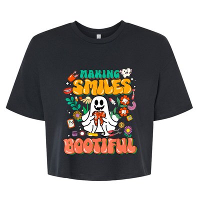 Making Smiles Bootiful Cute Dental Halloween Bella+Canvas Jersey Crop Tee