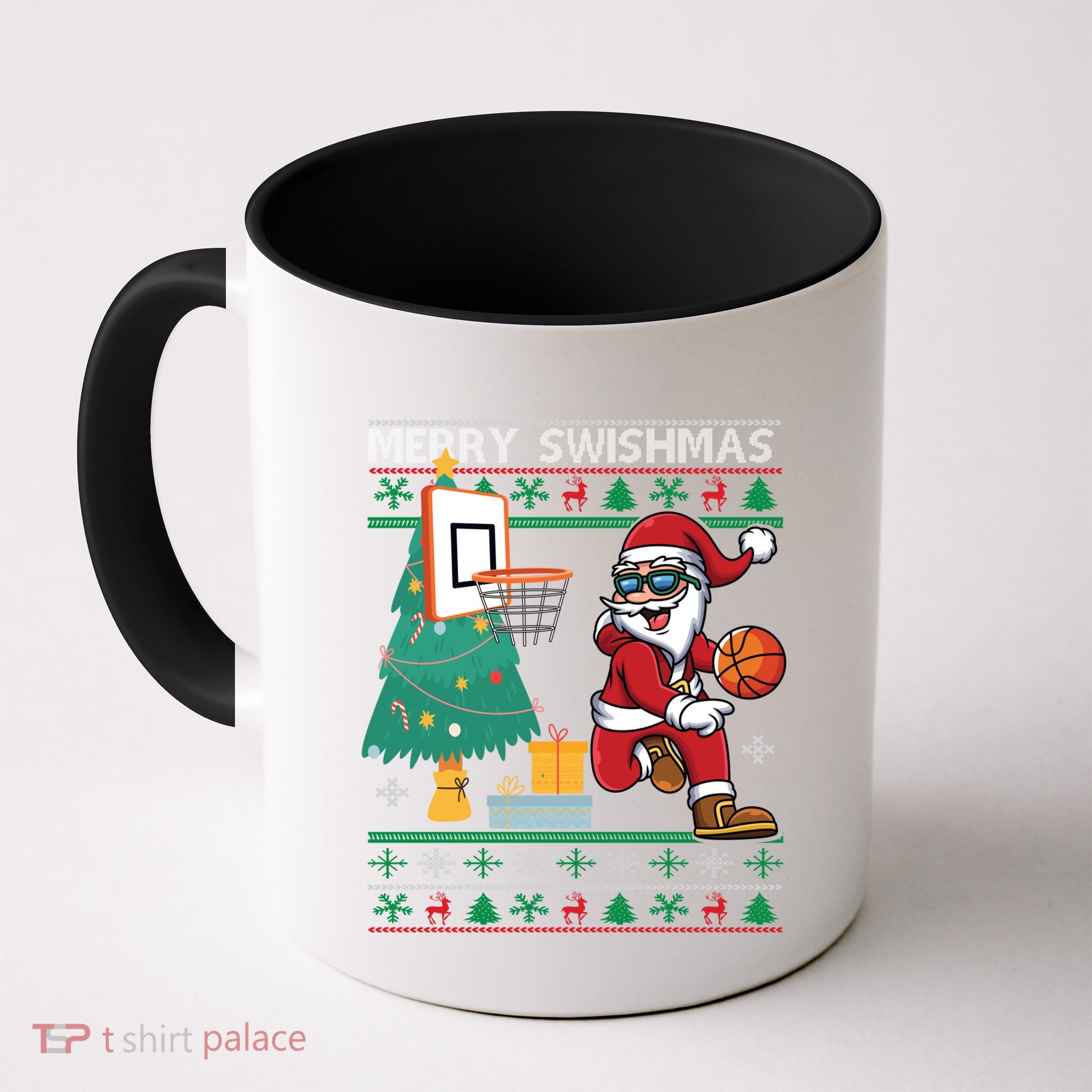 Merry Swishmas Basketball Ugly Christmas Sweater Gift Mug