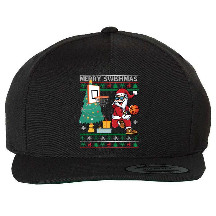 Merry Swishmas Basketball Ugly Christmas Sweater Gift Wool Snapback Cap