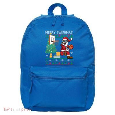 Merry Swishmas Basketball Ugly Christmas Sweater Gift 16 in Basic Backpack