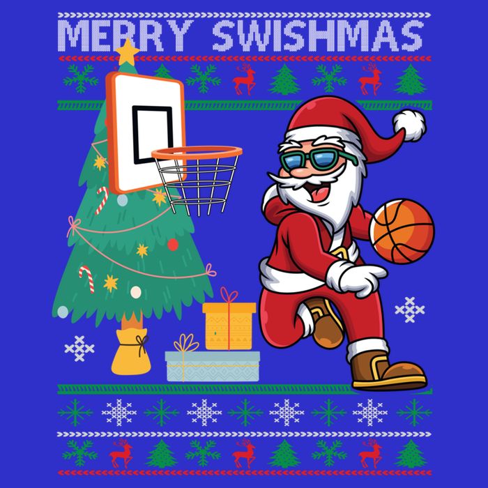 Merry Swishmas Basketball Ugly Christmas Sweater Gift 16 in Basic Backpack