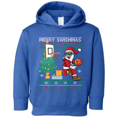 Merry Swishmas Basketball Ugly Christmas Sweater Gift Toddler Hoodie