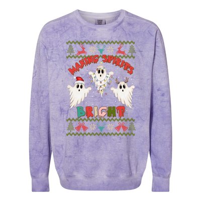 Making Spirits Bright Spooky Ugly Christmas Sweater Meaningful Gift Colorblast Crewneck Sweatshirt