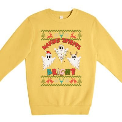 Making Spirits Bright Spooky Ugly Christmas Sweater Meaningful Gift Premium Crewneck Sweatshirt