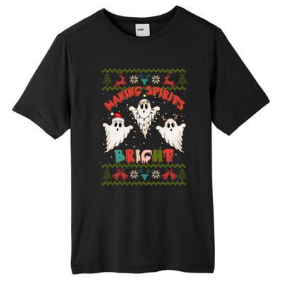 Making Spirits Bright Spooky Ugly Christmas Sweater Meaningful Gift Tall Fusion ChromaSoft Performance T-Shirt