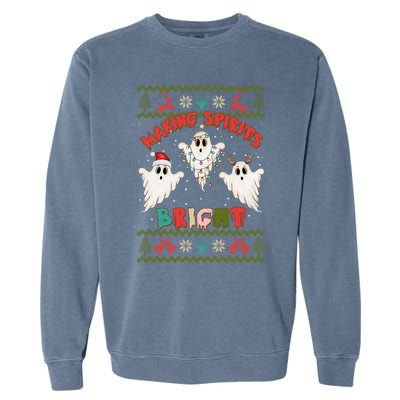 Making Spirits Bright Spooky Ugly Christmas Sweater Meaningful Gift Garment-Dyed Sweatshirt