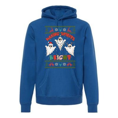 Making Spirits Bright Spooky Ugly Christmas Sweater Meaningful Gift Premium Hoodie