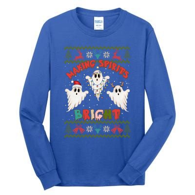 Making Spirits Bright Spooky Ugly Christmas Sweater Meaningful Gift Tall Long Sleeve T-Shirt