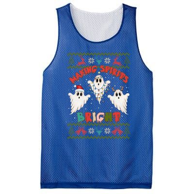 Making Spirits Bright Spooky Ugly Christmas Sweater Meaningful Gift Mesh Reversible Basketball Jersey Tank