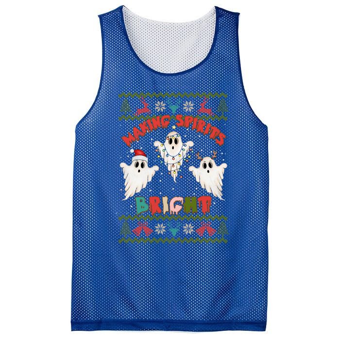 Making Spirits Bright Spooky Ugly Christmas Sweater Meaningful Gift Mesh Reversible Basketball Jersey Tank