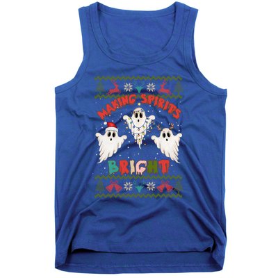 Making Spirits Bright Spooky Ugly Christmas Sweater Meaningful Gift Tank Top