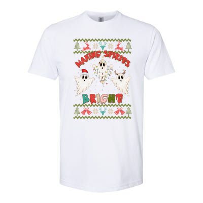 Making Spirits Bright Spooky Ugly Christmas Sweater Meaningful Gift Softstyle CVC T-Shirt