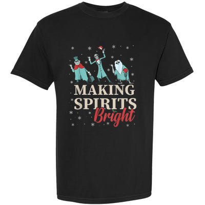 Making Spirits Bright Christmas Haunted Ghosts Garment-Dyed Heavyweight T-Shirt