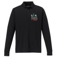 Making Spirits Bright Christmas Haunted Ghosts Performance Long Sleeve Polo