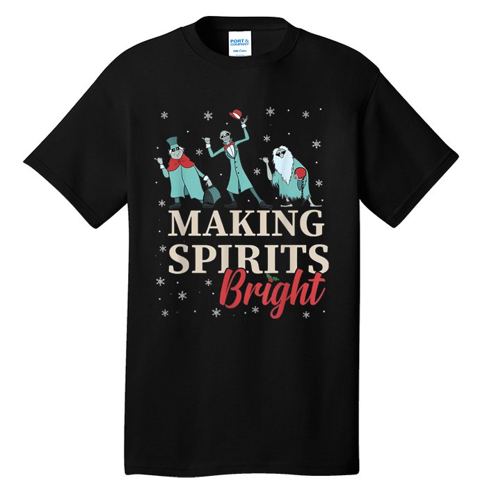 Making Spirits Bright Christmas Haunted Ghosts Tall T-Shirt