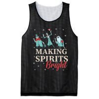 Making Spirits Bright Christmas Haunted Ghosts Mesh Reversible Basketball Jersey Tank