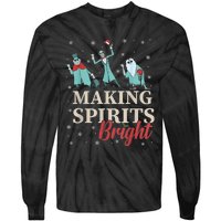 Making Spirits Bright Christmas Haunted Ghosts Tie-Dye Long Sleeve Shirt