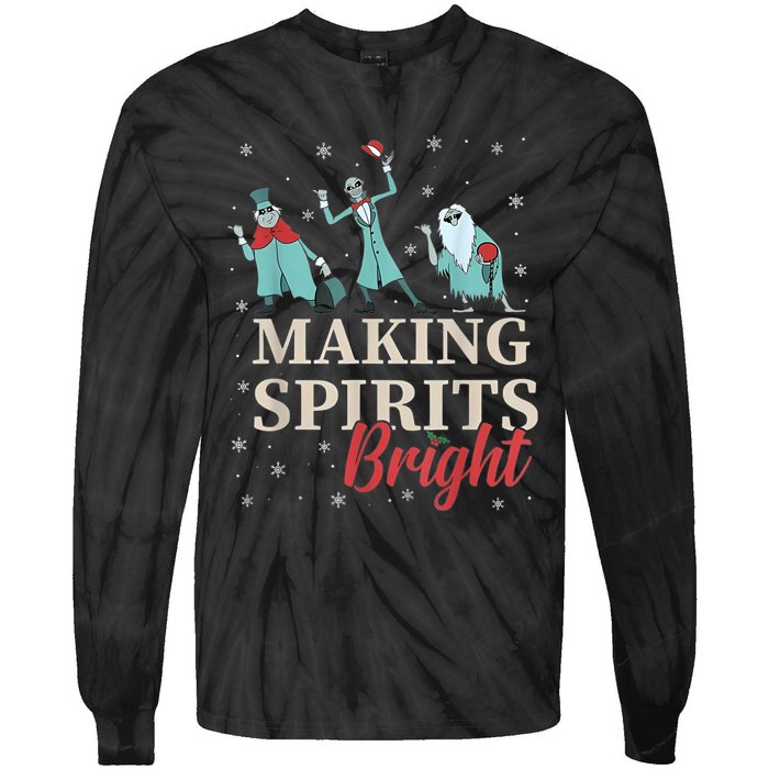 Making Spirits Bright Christmas Haunted Ghosts Tie-Dye Long Sleeve Shirt