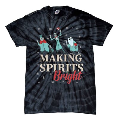 Making Spirits Bright Christmas Haunted Ghosts Tie-Dye T-Shirt