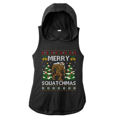 Merry Squatchmas Bigfoot Gift Ugly Santa Bigfoot Christmas Ladies PosiCharge Tri-Blend Wicking Draft Hoodie Tank