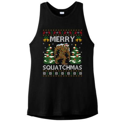 Merry Squatchmas Bigfoot Gift Ugly Santa Bigfoot Christmas Ladies PosiCharge Tri-Blend Wicking Tank