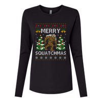 Merry Squatchmas Bigfoot Gift Ugly Santa Bigfoot Christmas Womens Cotton Relaxed Long Sleeve T-Shirt