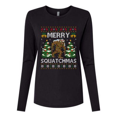 Merry Squatchmas Bigfoot Gift Ugly Santa Bigfoot Christmas Womens Cotton Relaxed Long Sleeve T-Shirt