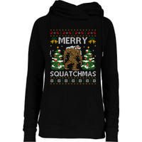 Merry Squatchmas Bigfoot Gift Ugly Santa Bigfoot Christmas Womens Funnel Neck Pullover Hood