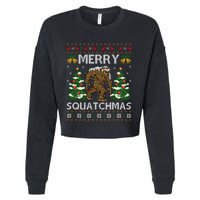 Merry Squatchmas Bigfoot Gift Ugly Santa Bigfoot Christmas Cropped Pullover Crew